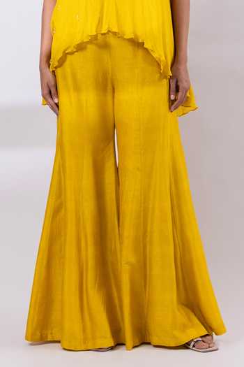 Buy Smriti By Anju Agarwal Mustard Silk, Chinon Asymmetric Neck Marigold Drift Top And Pant Set Online at Aza Fashions Buy_Smriti By Anju Agarwal_Mustard Silk, Chinon Asymmetric Neck Marigold Drift Top And Pant Set _Online_at_Aza_Fashions