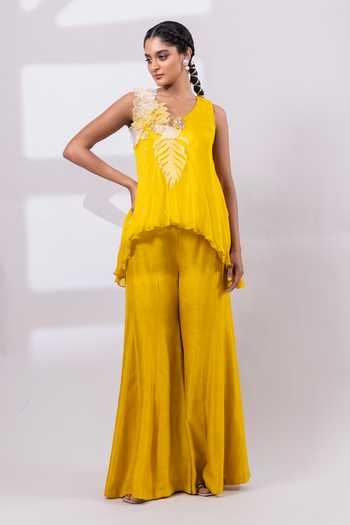 Smriti By Anju Agarwal Marigold Drift Top & Pant Set