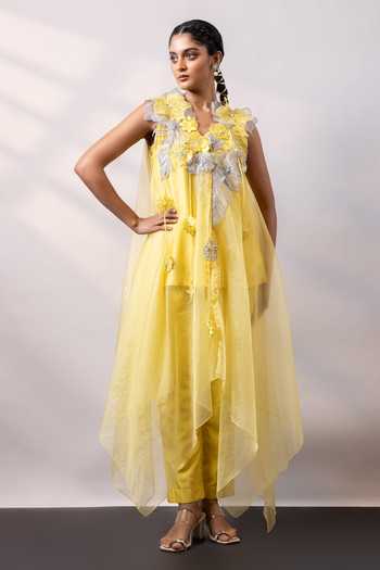Smriti By Anju Agarwal Solar Blossom Overlay & Pant Set