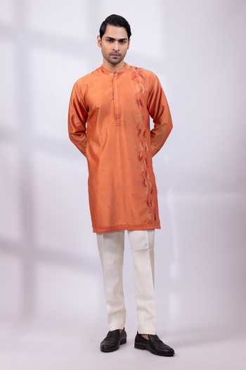 Smriti By Anju Agarwal Kesar Wave Embroidered Kurta Set 