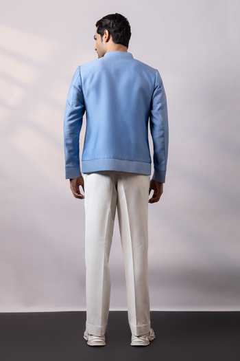 Smriti By Anju Agarwal Sky Emblem Bomber Jacket & Pant Set
