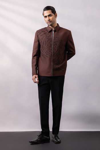Smriti By Anju Agarwal Earthen Noir Jacket & Pant Set