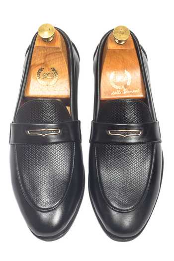Shop Domani Black Bellagio Slip-on Penny Shoes Online at Aza Fashions Shop_Domani_Black Bellagio Slip-on Penny Shoes _Online_at_Aza_Fashions