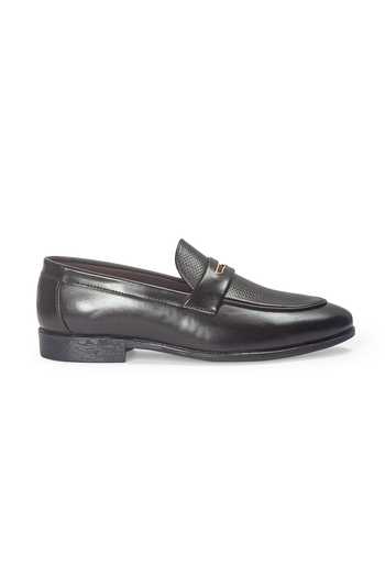 Domani Brown Bellagio Textured Penny Slip-on Shoes Online at Aza Fashions Domani_Brown Bellagio Textured Penny Slip-on Shoes _Online_at_Aza_Fashions