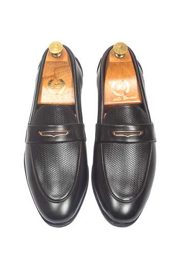 Shop Domani Brown Bellagio Textured Penny Slip-on Shoes Online at Aza Fashions Shop_Domani_Brown Bellagio Textured Penny Slip-on Shoes _Online_at_Aza_Fashions
