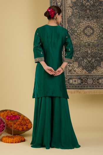 BAIDEHI Embroidered Straight Kurta Sharara Set  