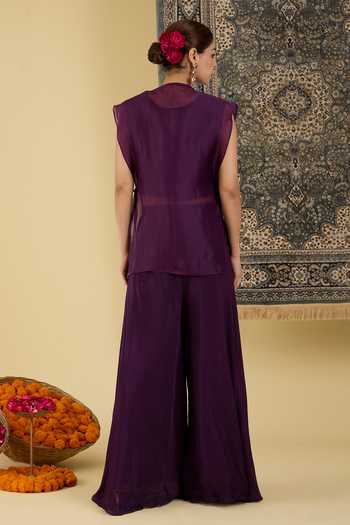 BAIDEHI Sequin Embroidered Cape Palazzo Set 