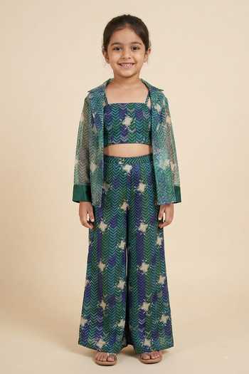 Amrood Chevron Print Jacket Pant Set For Kids