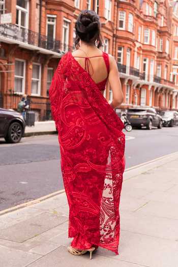 Seema Gujral Dori Embroidered Saree With Blouse 