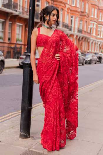 Seema Gujral Dori Embroidered Saree With Blouse 