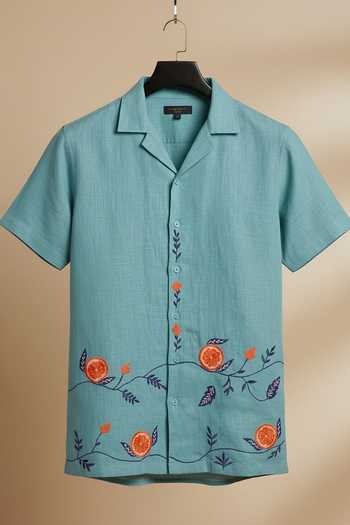 Hilo Design Coastline Embroidered Linen Shirt 