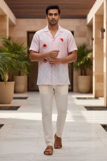 Hilo Design Watermelon Embroidered Linen Shirt 