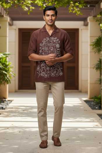 Hilo Design Botan Embroidered Cotton Shirt 