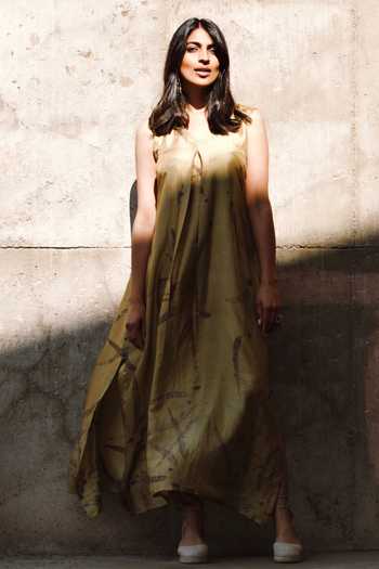Jasmine Bains Eco Print Mulberry Silk Kaftan 