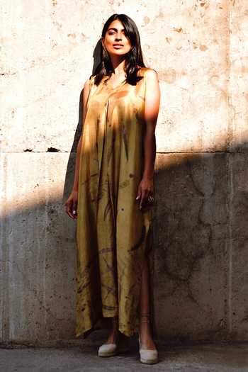 Jasmine Bains Eco Print Mulberry Silk Kaftan 