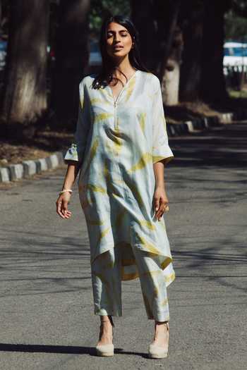 Jasmine Bains Eco Printed Mulberry Silk Kurta & Pant Set 