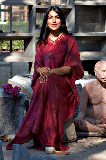 Jasmine Bains Eco Print Mulberry Silk Kaftan 