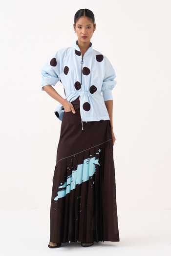 Buy Three Brown Cotton, Chanderi, Poplin Splash Print Pleated Skirt Online at Aza Fashions Buy_Three_Brown Cotton, Chanderi, Poplin Splash Print Pleated Skirt _Online_at_Aza_Fashions