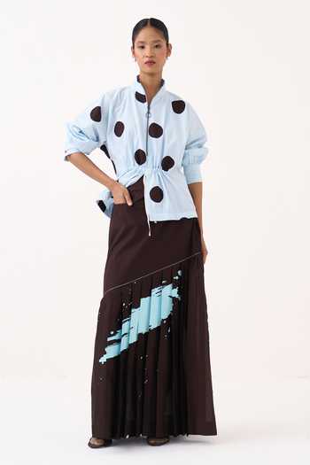 Three Splash Print Pleated Skirt 