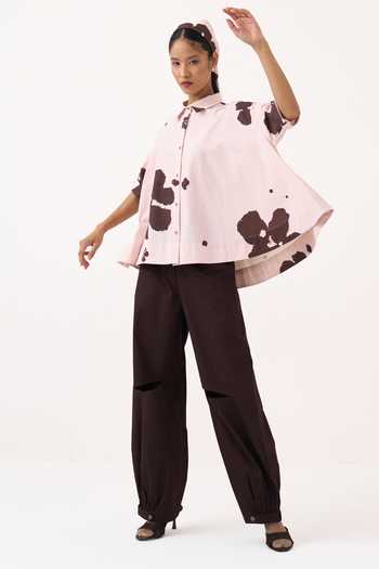 Three Floral Wide Hem Shirt & Pant Set 