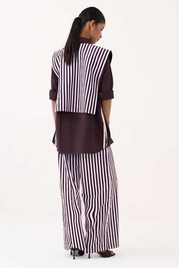 Three Floral Striped Overlay & Pant Co-ord 