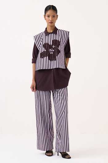 Three Floral Striped Overlay & Pant Co-ord 