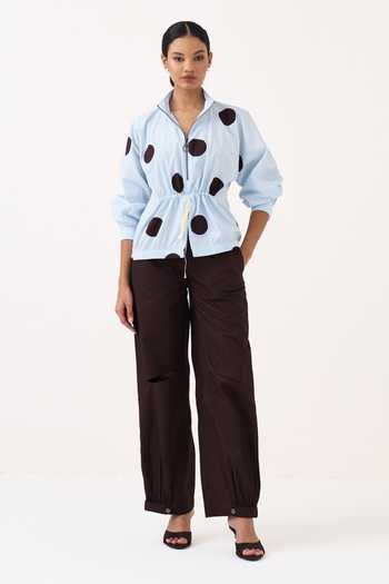 Three Drawstring Polka Top & Pant Set 