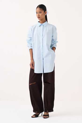 Three Back Floral Drawstring Shirt & Pant Set 