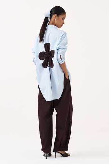 Three Back Floral Drawstring Shirt & Pant Set 