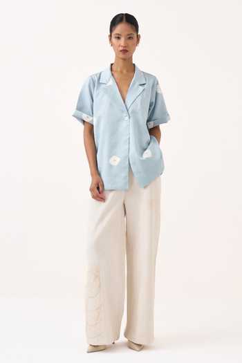 Three Block Print Blazer & Pant Set 