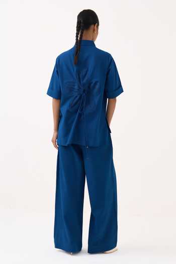Three Back Drawstring Floral Shirt & Pant Co-ord Set