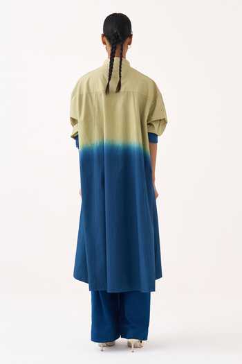 Three Dip Dye Side Button Tunic & Pant Set 
