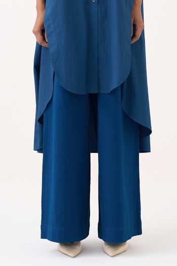 Buy Three Green Cotton, Poplin Mandarin Collar Dip Dye Side Button Tunic And Pant Set Online at Aza Fashions Buy_Three_Green Cotton, Poplin Mandarin Collar Dip Dye Side Button Tunic And Pant Set _Online_at_Aza_Fashions