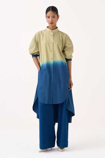 Three Dip Dye Side Button Tunic & Pant Set 