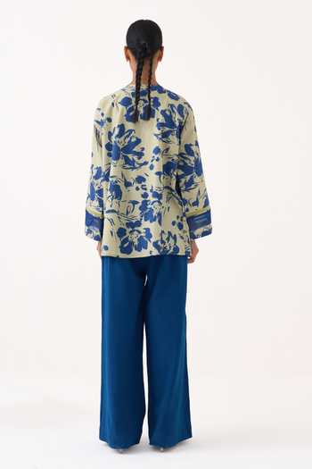 Three Wide Sleeve Gather Neck Top & Pant Set 