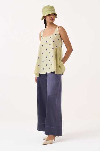 Buy Three Green Poplin, Chanderi Scoop Neck Side U Gather Top And Pant Set Online at Aza Fashions Buy_Three_Green Poplin, Chanderi Scoop Neck Side U Gather Top And Pant Set _Online_at_Aza_Fashions
