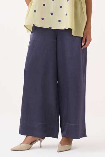 Three Green Poplin, Chanderi Scoop Neck Side U Gather Top And Pant Set at Aza Fashions Three_Green Poplin, Chanderi Scoop Neck Side U Gather Top And Pant Set _at_Aza_Fashions