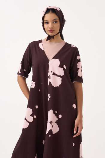 Buy Three Pink Floral Woven Cotton Jumpsuit Buy_Three_Pink Floral Woven Cotton Jumpsuit