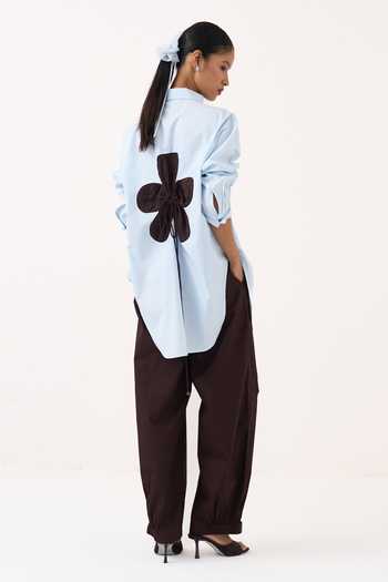 Three Back Floral Drawstring Shirt 