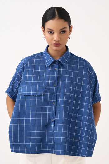 Three Wide Hem Checkered Shirt 