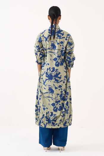 Three Floral Print Drawstring Tunic