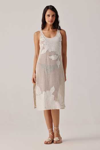 NOIB Keya Ecru Crochet Coverup Dress 