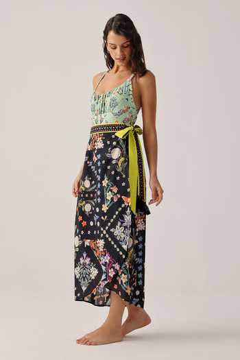 NOIB Multi Color Cotton, Voile Nua Prairee Wrap Style Pareo Skirt Online at Aza Fashions NOIB_Multi Color Cotton, Voile Nua Prairee Wrap Style Pareo Skirt _Online_at_Aza_Fashions