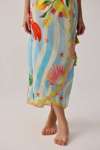 NOIB Multi Color Cotton, Voile Nua Summer Zest Wrap Style Pareo Skirt Online at Aza Fashions NOIB_Multi Color Cotton, Voile Nua Summer Zest Wrap Style Pareo Skirt _Online_at_Aza_Fashions