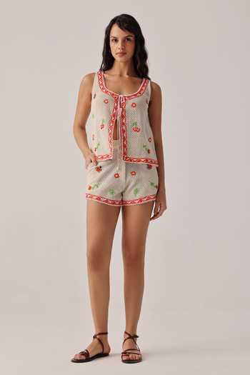 NOIB Ziva Ecru Crochet Shorts 