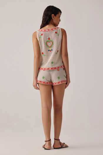 NOIB Ziva Ecru Crochet Shorts 