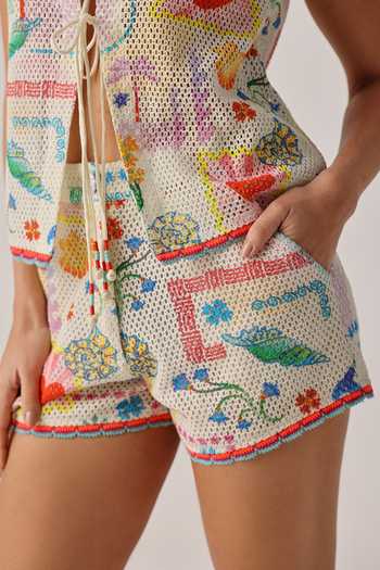 Buy NOIB Multi Color Ziva Seascape Crochet Shorts Online at Aza Fashions Buy_NOIB_Multi Color Ziva Seascape Crochet Shorts _Online_at_Aza_Fashions