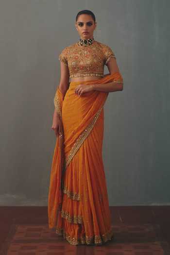 Arpita Mehta Hand Embroidered Pre-Draped Saree With Blouse 