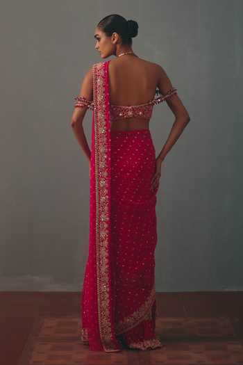 Arpita Mehta Border Embroidered Pre-Draped Saree With Blouse 