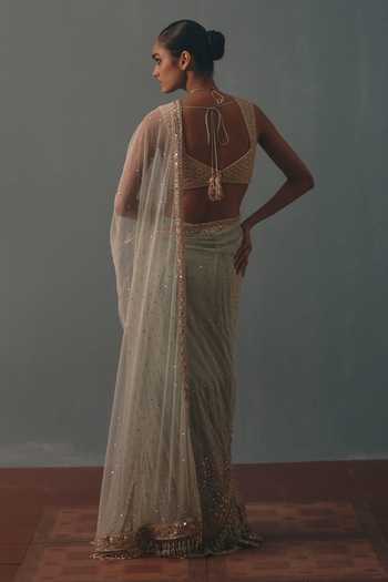 Arpita Mehta Hand Embroidered Pre-Draped Saree With Blouse 